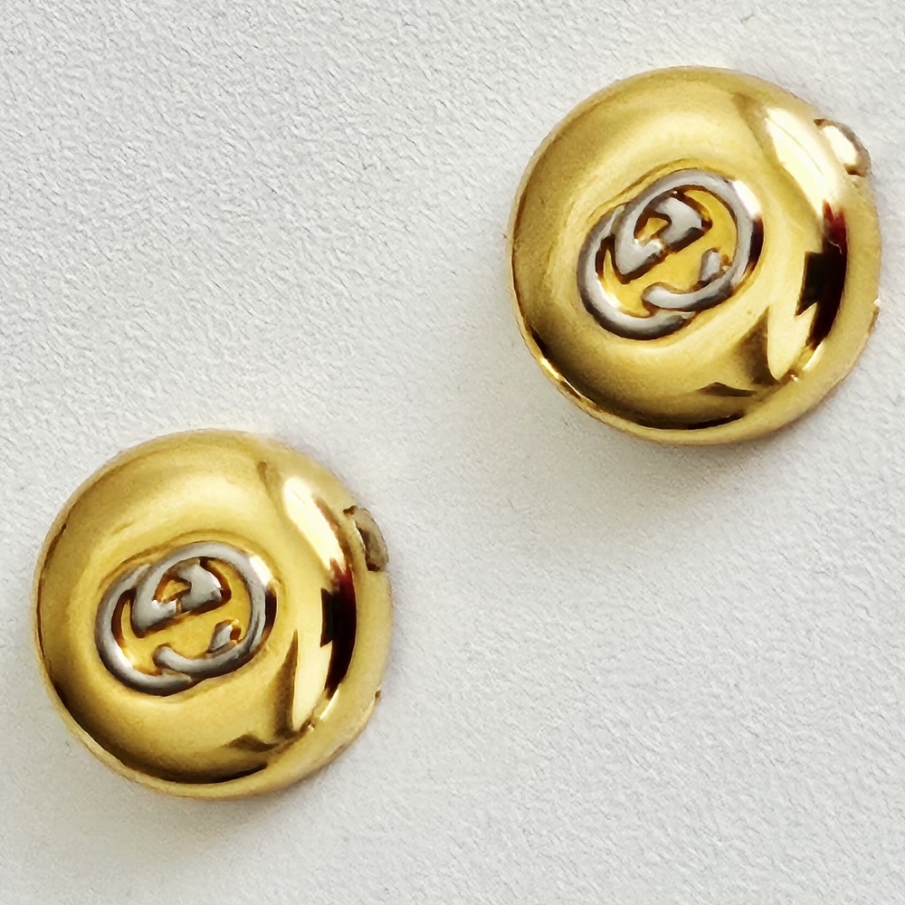 Rare Vintage Gucci Interlocking GG Gold-plated Button Covers - Picture 4 of 6